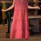 🔥【M-4XL】👗Γυναικείο Μακρύ Φόρεμα με V-Λαιμόκοψη, Κουμπιά, Αμανικό και Στρωματοποιημένο Σχέδιο🦋