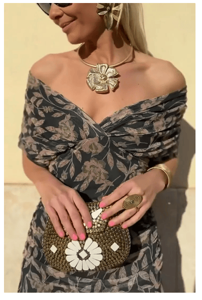🎉【S-5XL】👗Γυναικείο Φόρεμα με Ανοιχτούς Ώμους, V-λαιμό και Εκτύπωση