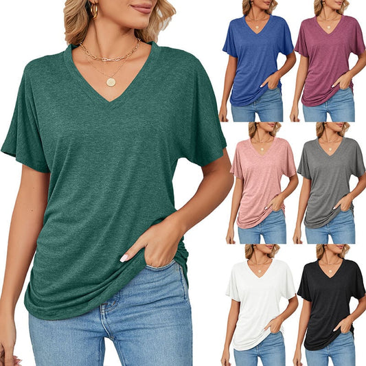 💕V-Neck culoare solidă vrac doamnelor topuri🌷