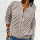 🎉【S-3XL】💖Γυναικεία casual φερμουάρ πλεκτό σακάκι με κοίλο σχέδιο