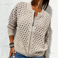 🎉【S-3XL】💖Γυναικεία casual φερμουάρ πλεκτό σακάκι με κοίλο σχέδιο