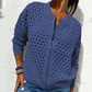 🎉【S-3XL】💖Γυναικεία casual φερμουάρ πλεκτό σακάκι με κοίλο σχέδιο