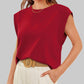 🌹Culoare solidă Gât rotund Cap Sleeve Top💥