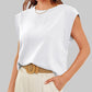 🌹Culoare solidă Gât rotund Cap Sleeve Top💥