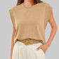 🌹Culoare solidă Gât rotund Cap Sleeve Top💥