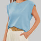 🌹Culoare solidă Gât rotund Cap Sleeve Top💥