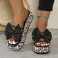 🏖️Pantofi slip-on cu imprimeu leopard, fundiță și talpă groasă👡