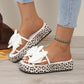 🏖️Pantofi slip-on cu imprimeu leopard, fundiță și talpă groasă👡