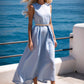 🎉【S-2XL】👗Κομψό μονόχρωμο αμάνικο Maxi φόρεμα με ζώνη