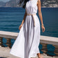 🎉【S-2XL】👗Κομψό μονόχρωμο αμάνικο Maxi φόρεμα με ζώνη