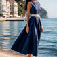 🎉【S-2XL】👗Κομψό μονόχρωμο αμάνικο Maxi φόρεμα με ζώνη