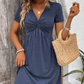 🎉🛍️Ζεστή Προσφορά 50% Έκπτωση💃Γυναικείο Φόρεμα με V-Λαιμόκοψη και Κοντό Μανίκι
