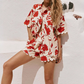 ✨【S-2XL】🌹Γυναικείο σετ πουκάμισο & σορτς δύο τεμαχίων με εκλεκτής ποιότητας φλοράλ εκτύπωση