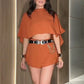 🌹【S-5XL】💝Γυναικείο κομψό Crop Top μίνι φούστα 2-κομμάτι σετ💥