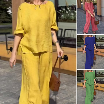 💖【S-3XL】✨Γυναικείο διμερές κοστούμι από βαμβάκι και λινό