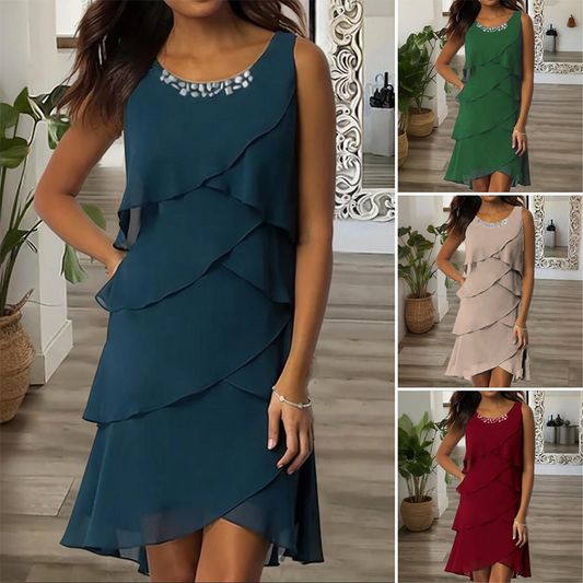 ⏳Χρονικά περιορισμένη ειδική⏰Μοντέρνο Casual Rhinestone αμάνικο φόρεμα