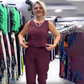 💖【S-5XL】✨Γυναικείο σετ αμάνικο μπλουζάκι & παντελόνι δύο τεμαχίων αμιγούς χρώματος