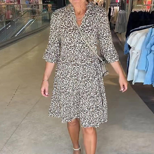 🌹【S-5XL】👗Γυναικείο Μοντέρνο Φλοράλ Εκτυπωμένο Φόρεμα με V-λαιμό και Χαλαρή Σιλουέτα