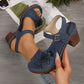 🌸Γυναικεία Floral Open Toe Chunky Σανδάλια👡