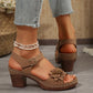 🌸Γυναικεία Floral Open Toe Chunky Σανδάλια👡