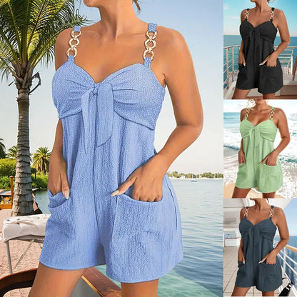 👗✨Γυναικείοι άνετοι αμάνικοι σορτς ενός τεμαχίου