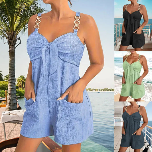 👗✨Γυναικείοι άνετοι αμάνικοι σορτς ενός τεμαχίου