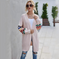 Versatile Color-Striped Sleeve Sweater Coat