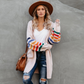 Versatile Color-Striped Sleeve Sweater Coat