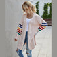 Versatile Color-Striped Sleeve Sweater Coat