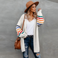 Versatile Color-Striped Sleeve Sweater Coat