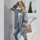 Versatile Color-Striped Sleeve Sweater Coat