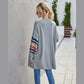 Versatile Color-Striped Sleeve Sweater Coat