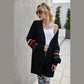 Versatile Color-Striped Sleeve Sweater Coat