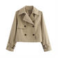 Women's Cropped Double-Breasted Trench Coat