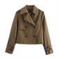 Women's Cropped Double-Breasted Trench Coat