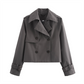 Women's Cropped Double-Breasted Trench Coat
