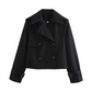 Women's Cropped Double-Breasted Trench Coat